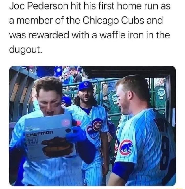 Joc Pederson gifted Chefman waffle maker in dugout after first Cubs home  run 