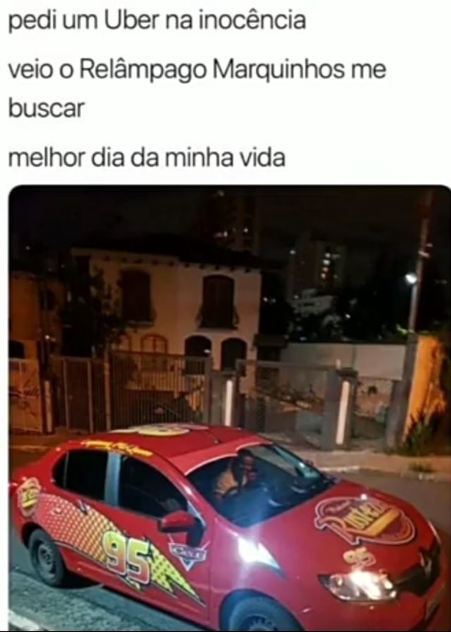 Página lixo que faz post lixo pra você compartilhar - Aí vc pede um Uber e  vem o relâmpago mcqueen