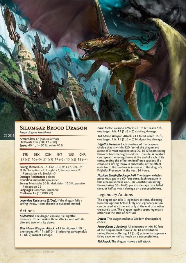 SILUMGAR Broop DRAGON Huge dragon, lawful evil 'Armor Class 17 (natural