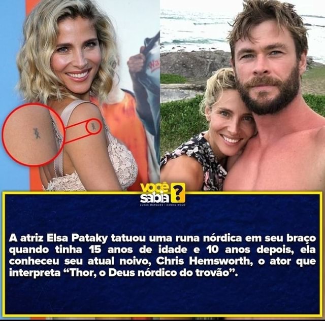 A atriz Elsa Pataky tatuou uma runa nórdica em seu braço quando