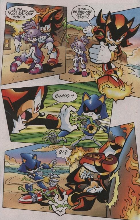 Archie: Metal Sonic fights off Blaze, Shadow and Marine simultaneously ...