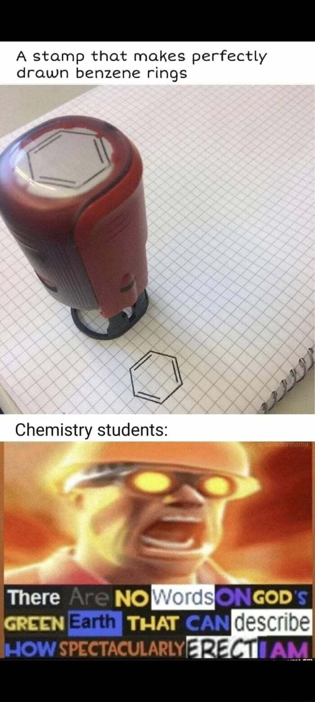 A stamp that makes perfectly drawn benzene rings Chemistry