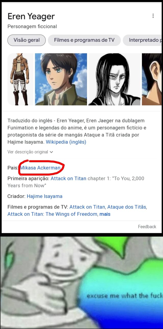 Especulando o tamanho do pênis de personagens fictícios - Eren Jaeger (Titan)  - Shingeki no Kyojin Inexistente