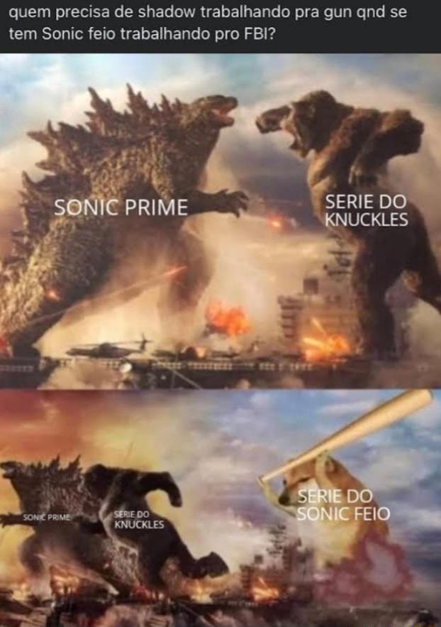 Quem precisa de shadow trabalhando pra gun qnd se tem Sonic feio  trabalhando pro FBI? SONIC PRIME SERIE DO KNUCKLES SÉRIE DO FEIO KNUCKLES  RETO Mim - iFunny Brazil