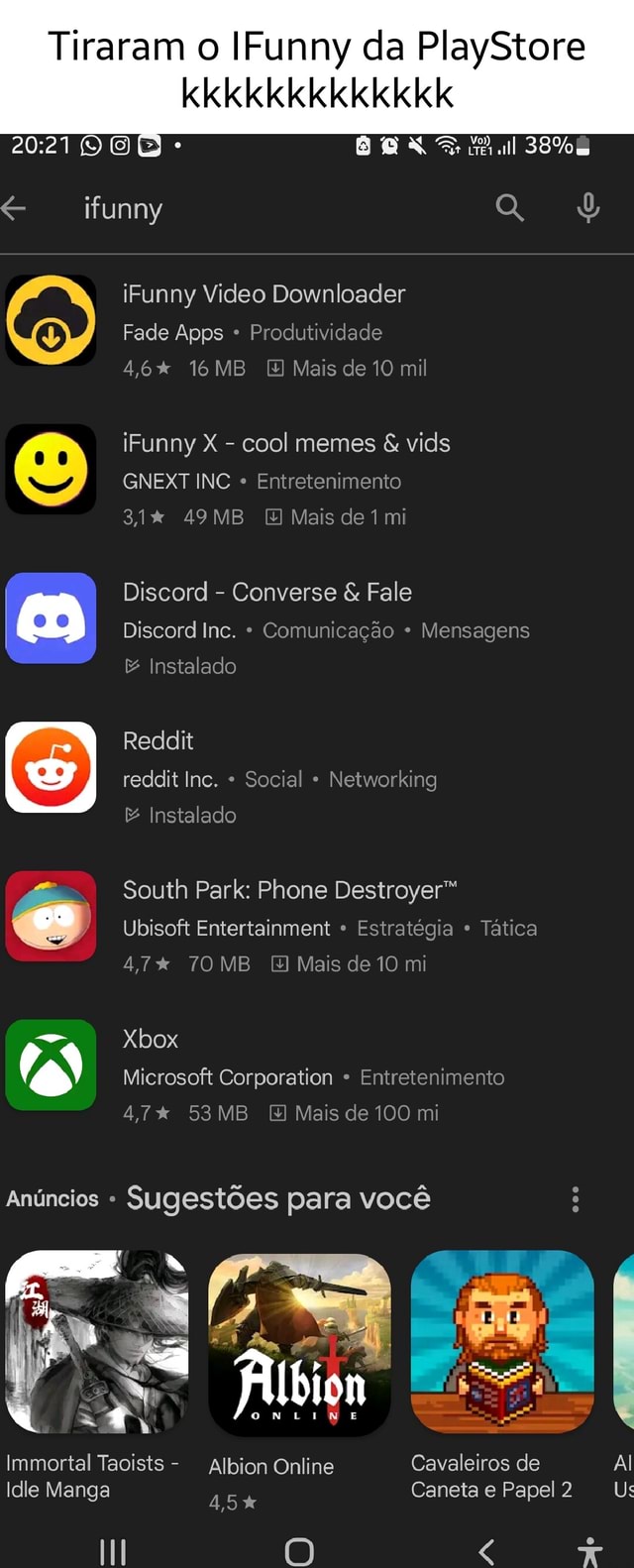 Conta sendo Servidor deslogada do caindo nada Usuário do Better Anime App  sendo removido da Play Store - iFunny Brazil