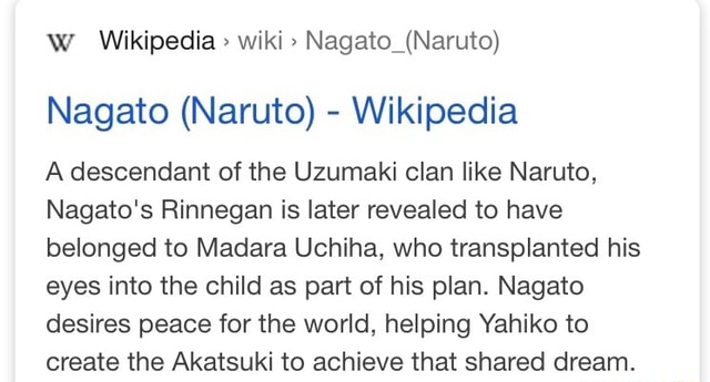 Nagato, Wiki Naruto