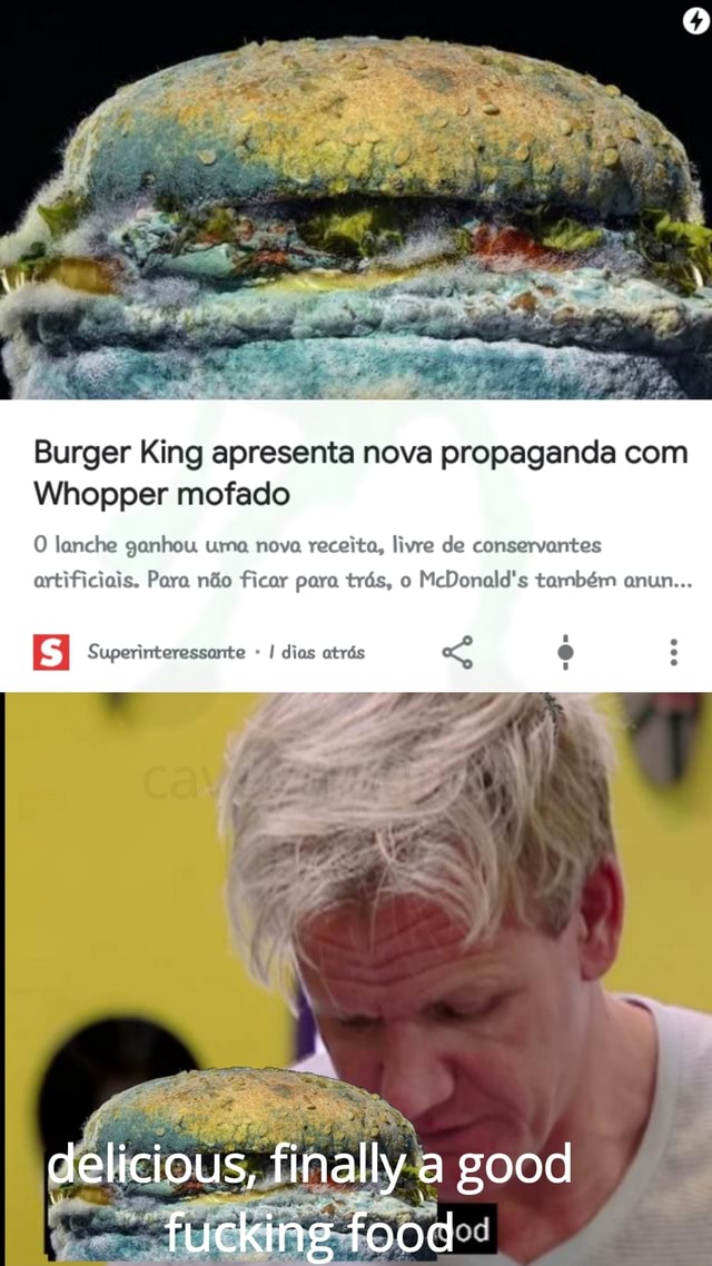 Burger King apresenta nova propaganda com Whopper mofado