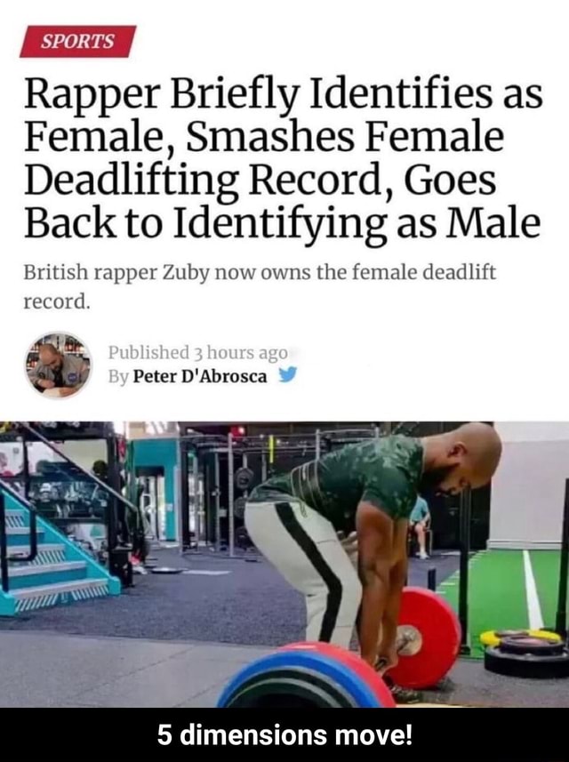 Rapper beats female weightlifting records while 'identifying as a