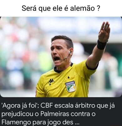 Agora já foi'; CBF escala árbitro que já prejudicou o Palmeiras