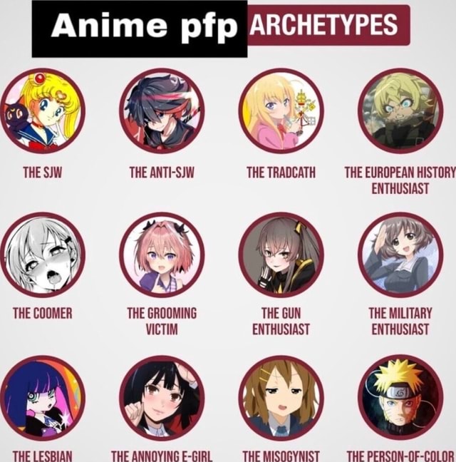 Anime pfp ARCHETYPES : r/memes