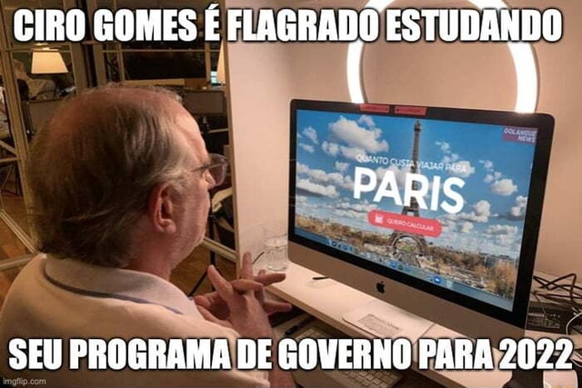 CIRO GOMES FLAGRADO ESTUDANDO PARIS SEU PROGRAMA DE GOVERNO PARA