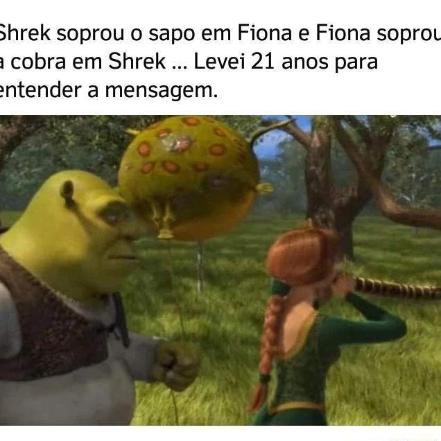 😂😂😂😂😂 - hrek soprou o sapo em Fiona e Fiona sopro cobra em Shrek Levei  21 anos para tender a mensagem. - iFunny Brazil