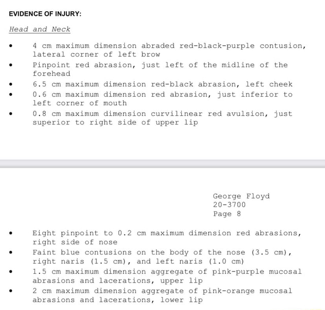 Evidence Of Injury Head And Neck 4 Cm Maximum Dimension Abraded Red