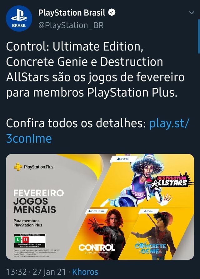 MODO PlayStation  JOGOS PLAYSTATION PLUS (FEVEREIRO 2021) 