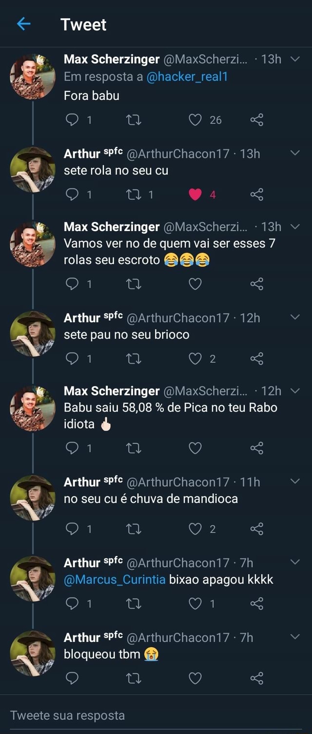 Fora babu sete rola no seu cu Max Scherzinger @MaxScherzi... Vamos ver no  de quem vai ser esses 7 rolas seu escroto BBB Ne sete pau no seu brioco  Babu saiu 58,08