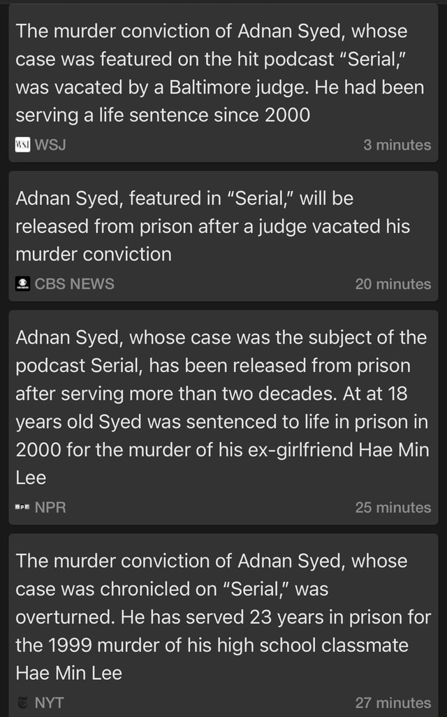 The Murder Conviction Of Adnan Syed, Whose Case Was Featured On The Hit ...