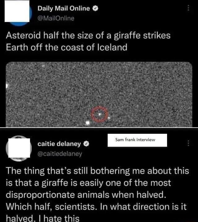 @MailOniine Asteroid half the size of a giraffe strikes Earth off the