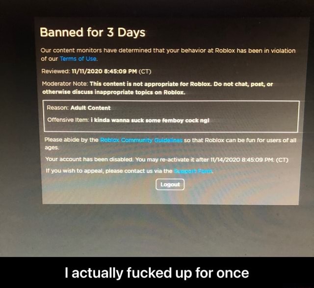 2022 sucks, Banned From Roblox