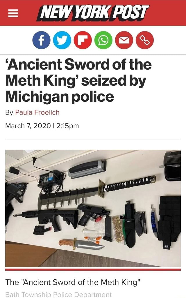 Ancient Sword of the Meth King' seized by Michigan police