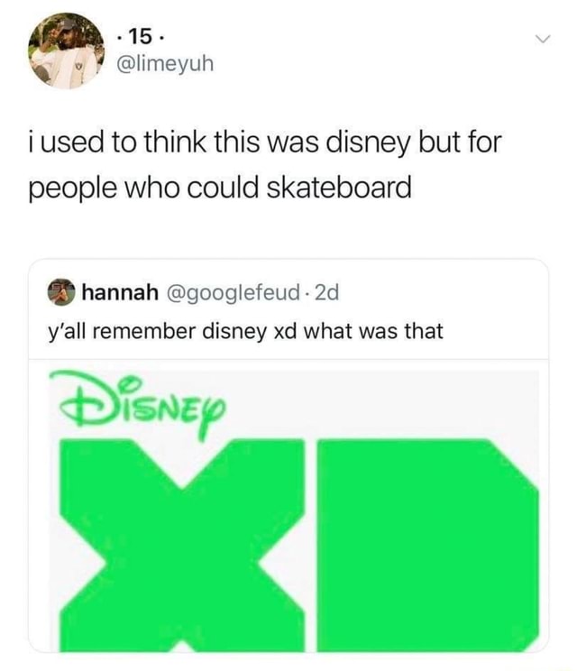 Y'all remember disney xd what was that i used to think this was disney but  for people who could skateboard - iFunny