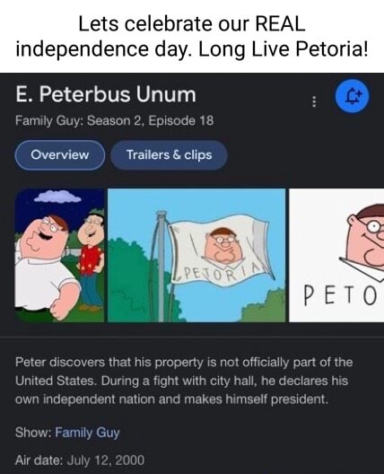 Lets celebrate our REAL independence day. Long Live Pet E