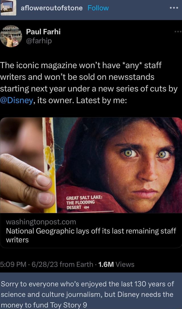 National Geographic magazine has laid off the last of its staff