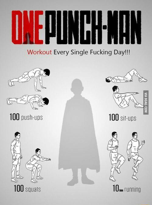 100 pushups, 100 sit-ups, 100 squats and 10 km Running Every Day