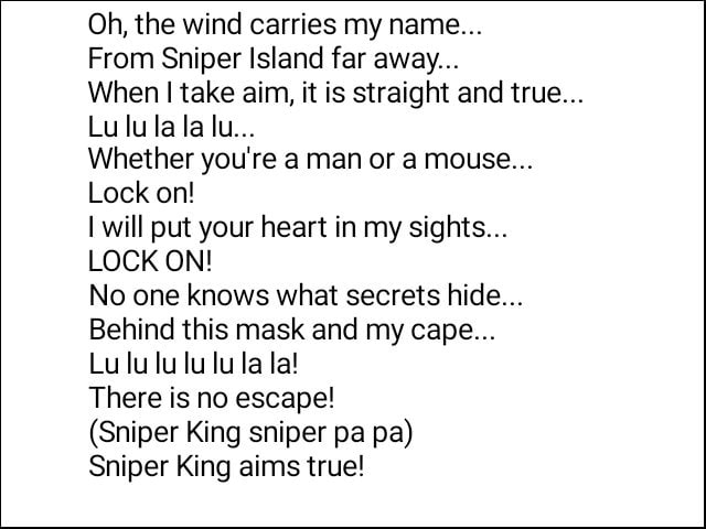 ONE PIECE – Sniper King Lyrics