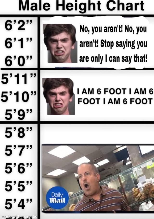 Male Height Chart 6 2 6 1 33 0 5 9 No You Aren t No You Aren t 
