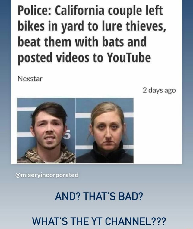 Police: California couple left bikes in yard to lure thieves, beat them ...