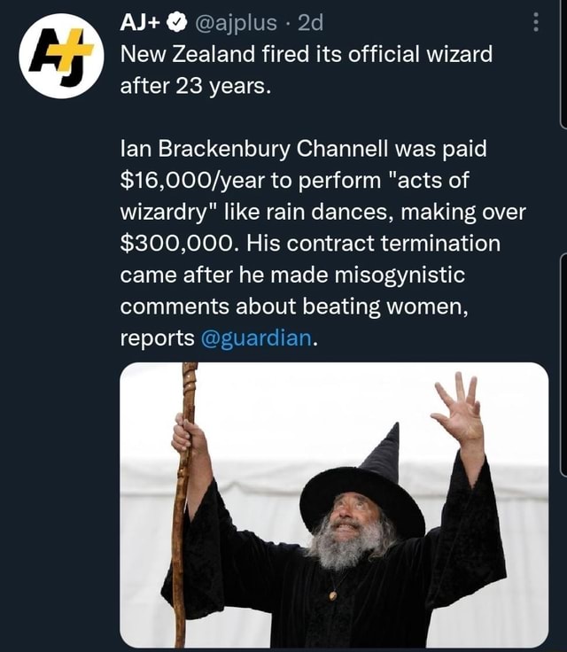 New Zealand fired as official government wizard after 23 years