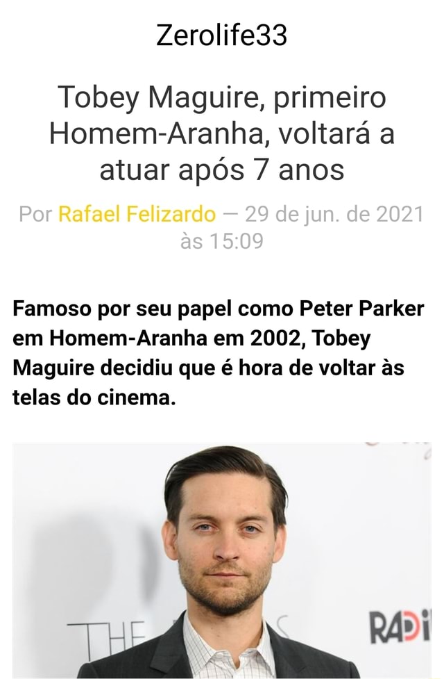 Tobey Maguire volta a atuar em filme após 7 anos