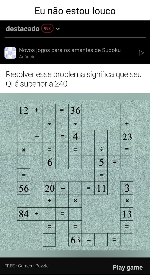 Obmep - Você conhece o Sudoku? 👀 Esse jogo, que é uma