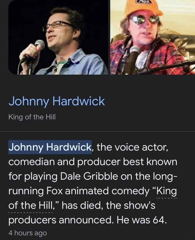 Johnny Hardwick, voice of Dale in King of the Hill, dead at 64