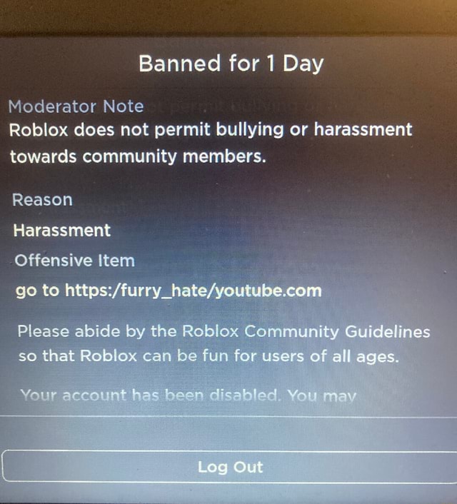 Eis que o ifunny chefe entra pra moderação do roblox: Moderator Note Roblox  does not permit discriminatory language, behavior, or content of any kind.  Reasor Discriminatory Offensive Item sorry again Reasor Discriminatory