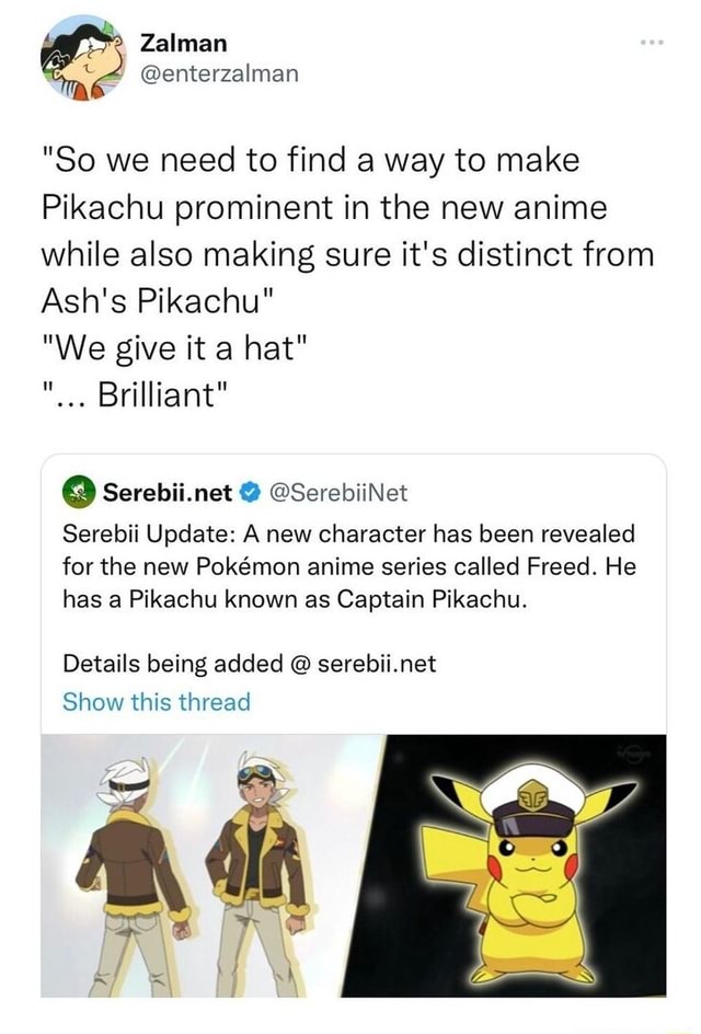 Captain Pikachu' Revealed For The New Pokémon Anime