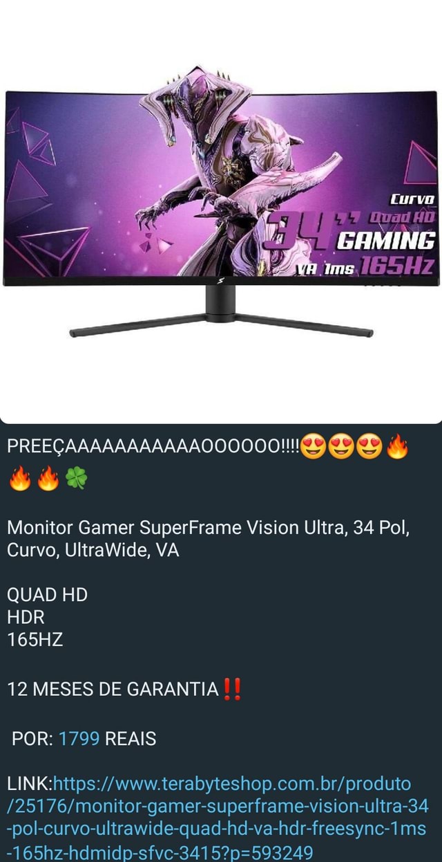 monitor gamer superframe vision ultra 34 pol ultrawide