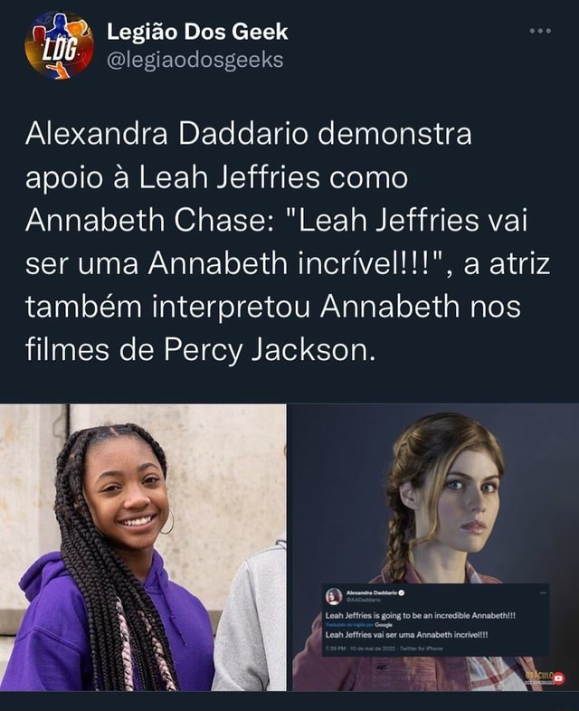 Alexandra Daddario on X: Leah Jeffries is going to be an incredible  Annabeth!!! / X