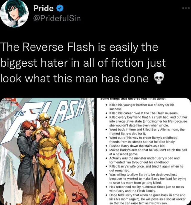 The Reverse Flash is easily the biggest hater in all of fiction just ...