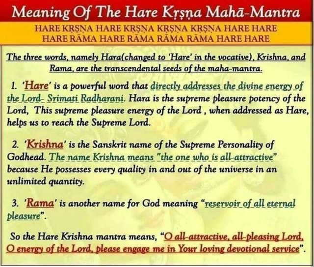 Meaning of Hare Krishna MahaMantra