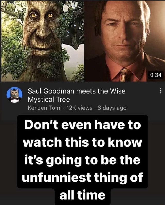 Saul Goodman meets the Wise Mystical Tree Kenzen Tomi views 6 days ago  Don't even have to watch this to know it's going to be the unfunniest thing  of all time 