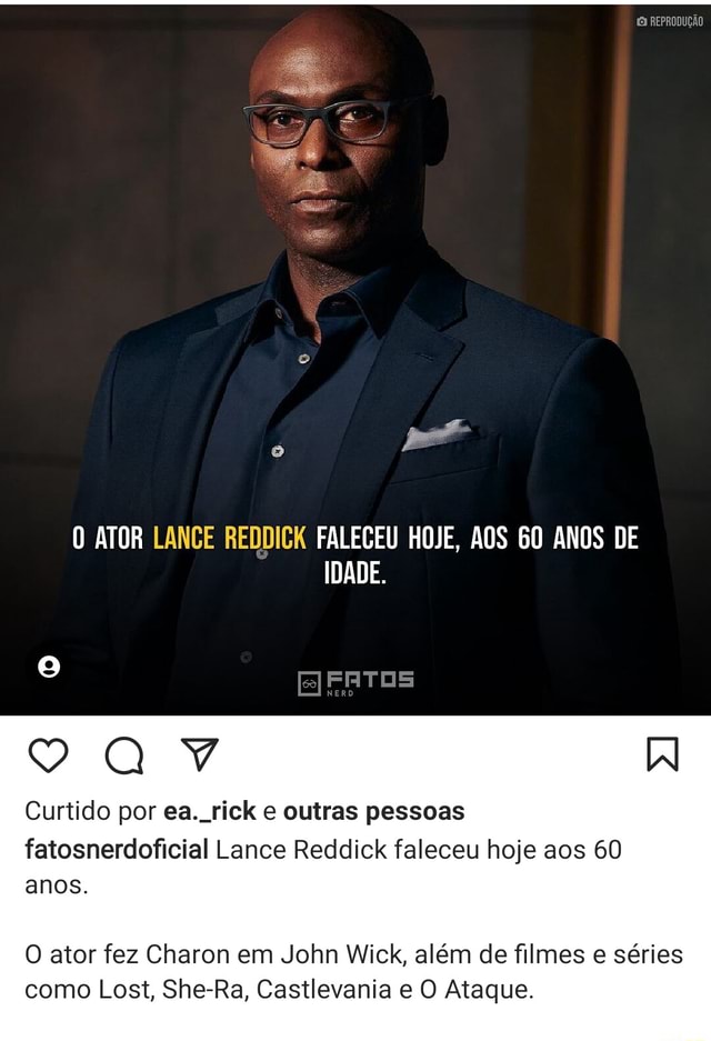 Morre Lance Reddick, ator de John Wick, aos 60 anos