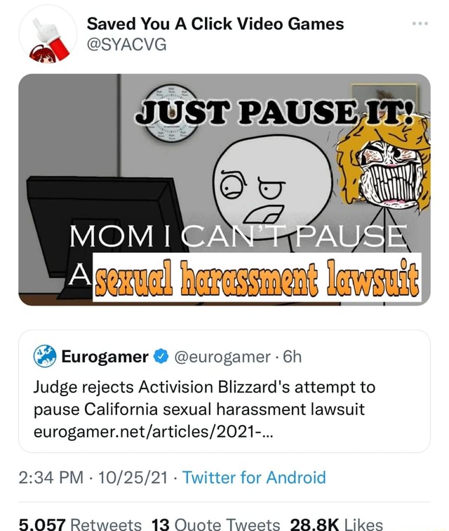 Eurogamer @eurogamer Judge rejects Activision Blizzard's attempt