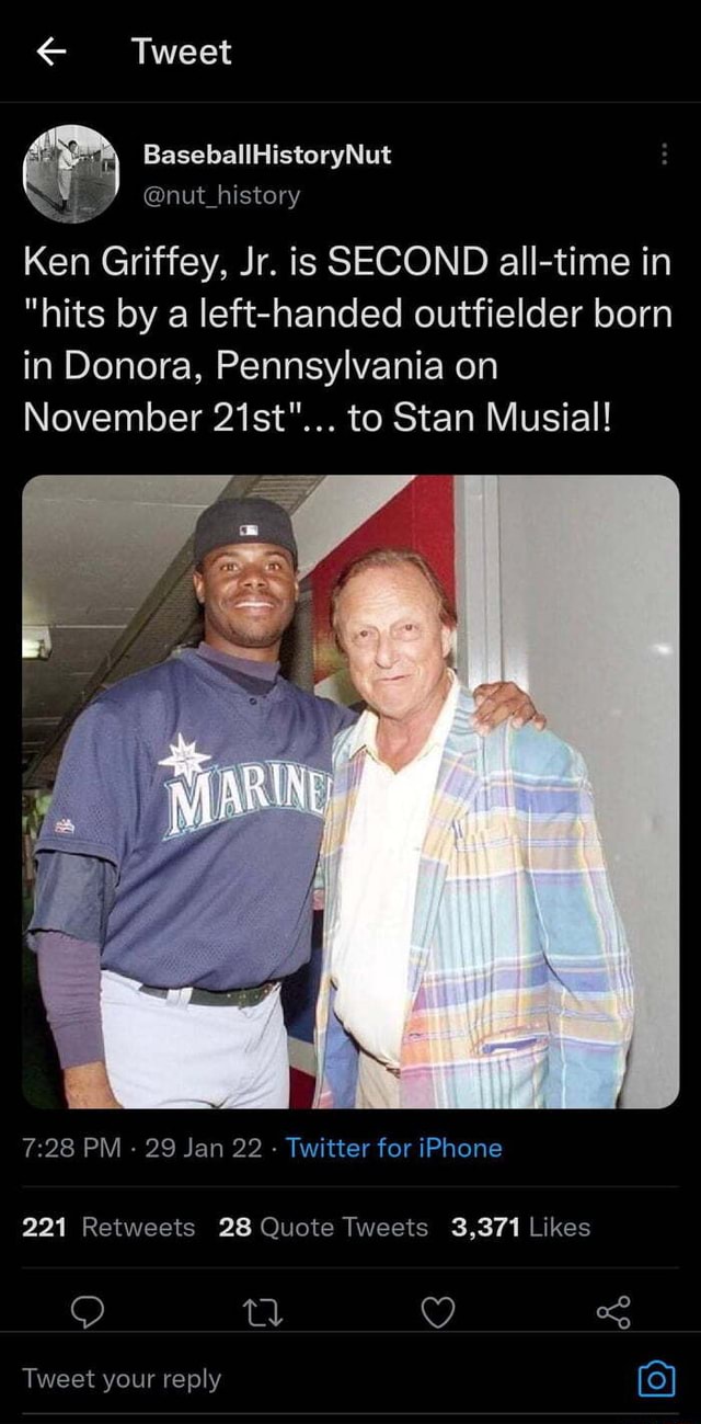 BaseballHistoryNut on X: Ken Griffey Jr is rocking a Ken Griffey