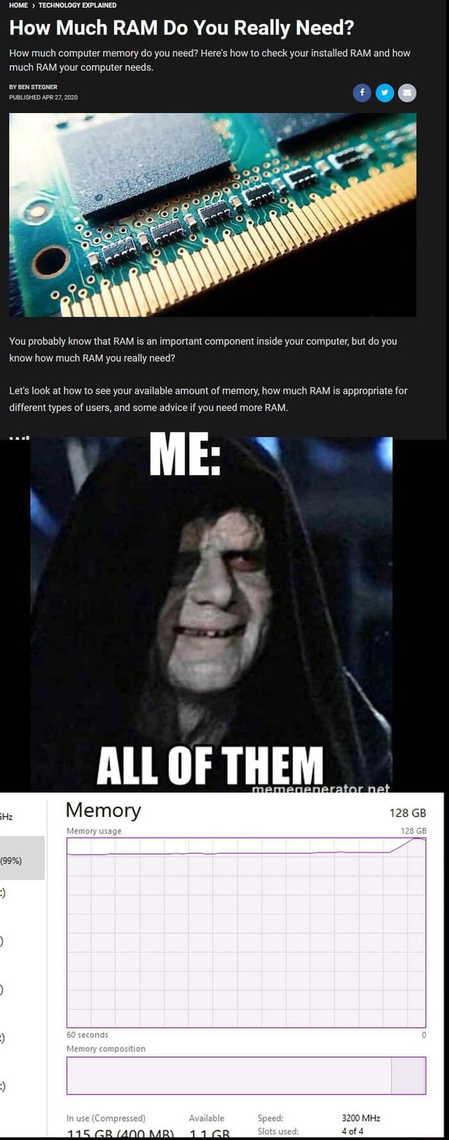 HOME TECHNOLOGY EXPLAINED How Much RAM Do You Really Need? How much computer memory do you need