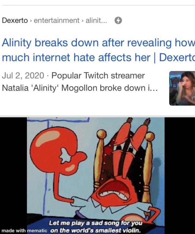 Dexerto entertainment alinit... Alinity breaks down after revealing