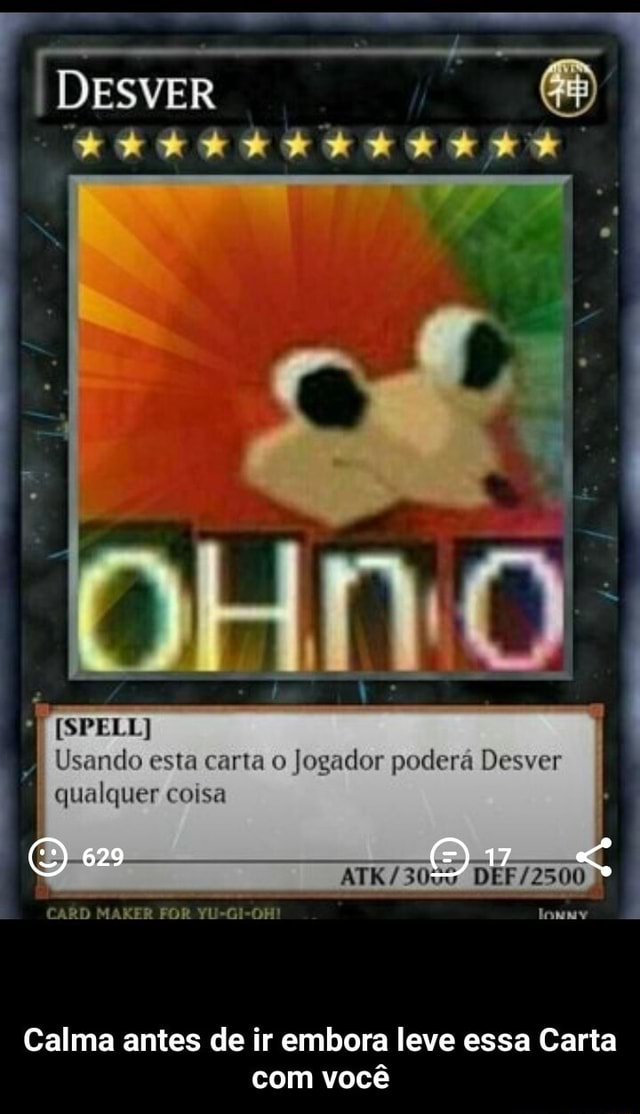 Olá, meu nome é Ryuk; Meme; Voice Maker; carta de Yugioh