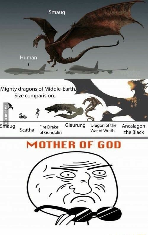 Fire Drake of Gondolin Glaurung Smaug Scatha GAG Dragon of the War of Wrath  Ancalagon the Black Size of the Dragons of Middle Earth. - iFunny