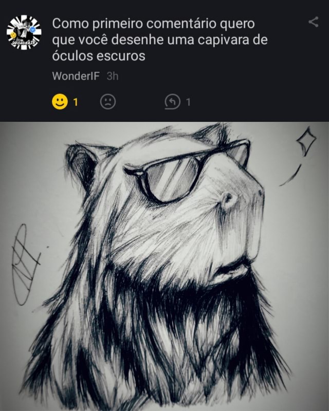 Como primeiro comentário quero que você desenhe uma capivara de