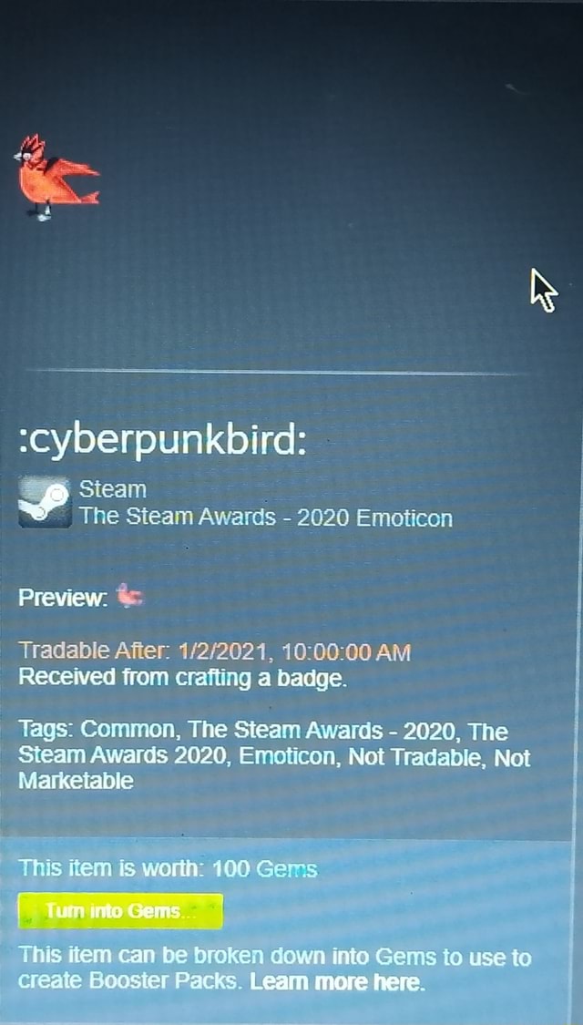 ;cyoerounkbird Steam The Steam Awards 2020 Emoticon Preview